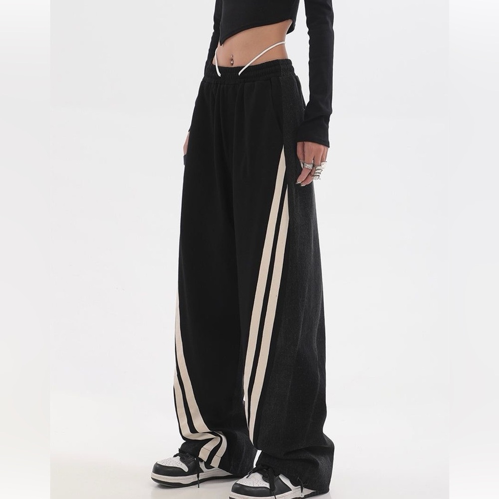 NYC 90s Streetwear Y2K Leisure Pants Stitching Wide Leg Retro Rave Pants